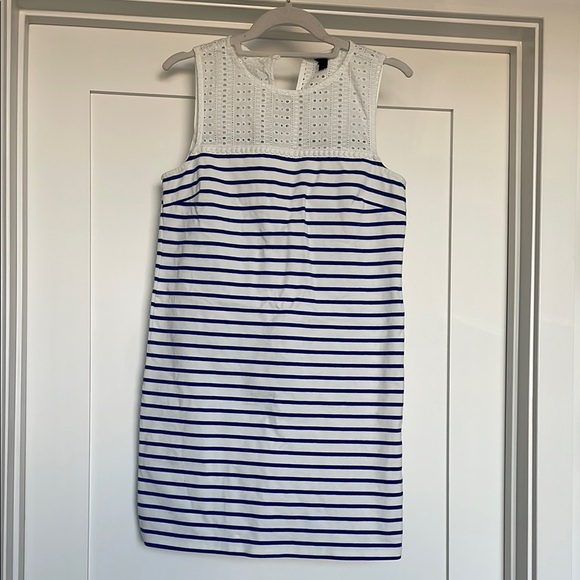 J. Crew Dresses & Skirts - Sleeveless J.Crew White and Blue Striped Dress